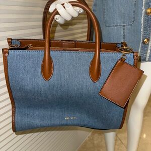 Nine West Denim Blue and Brown Satchel